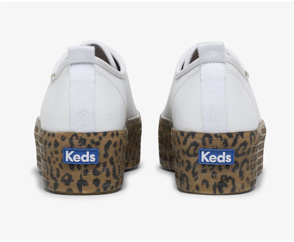 Πανινα Παπουτσια Γυναικεια - Keds Wonder Woman Triple Up Δερματινα - Λευκα - FSZMA6125